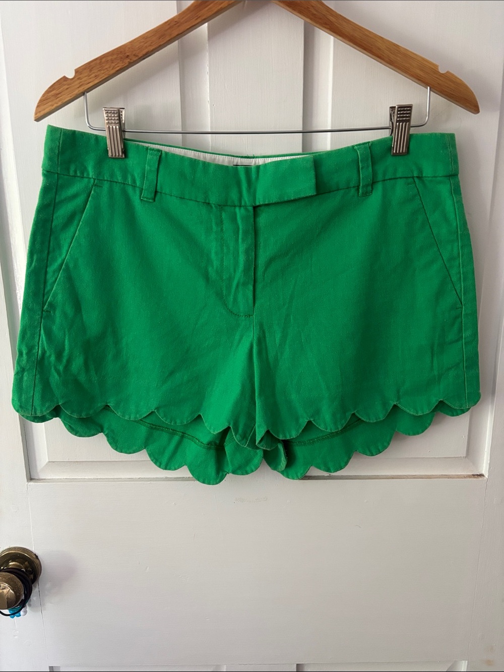 J. Crew Bright Green Scalloped Hem Skort Shorts